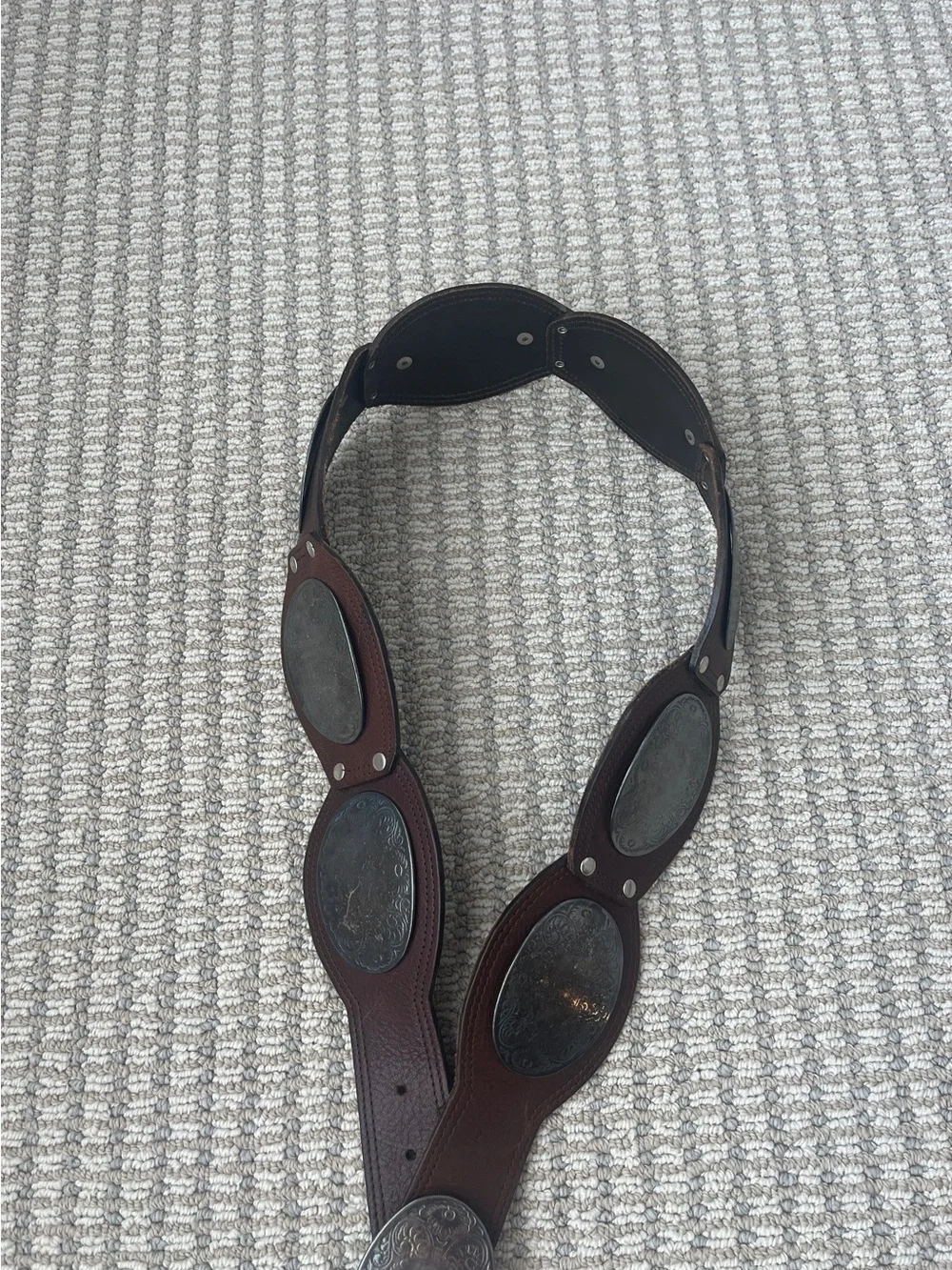 Vintage Sandy Duftler Designs Brown Leather Statement Belt